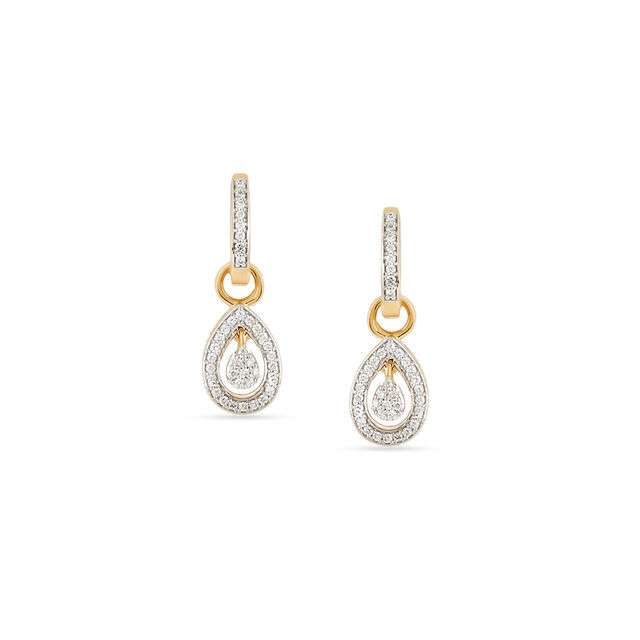 Tanishq 18 KT Teardrop Diamond Huggie Earrings for Women,,hi-res 