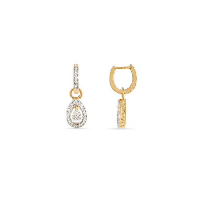 Tanishq 18 KT Teardrop Diamond Huggie Earrings for Women,,hi-res 2
