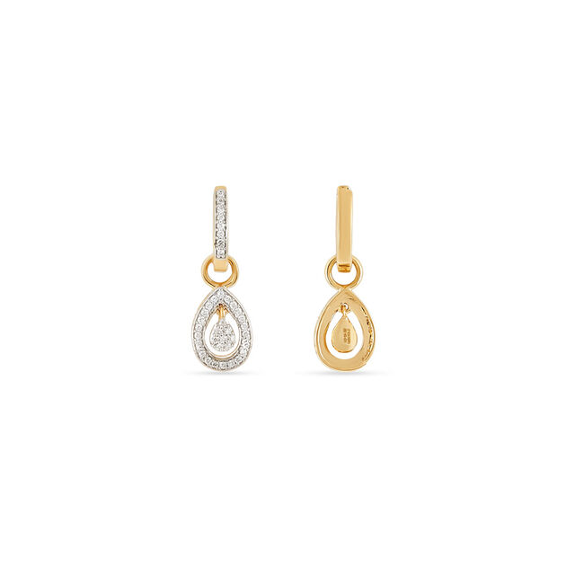 Tanishq 18 KT Teardrop Diamond Huggie Earrings for Women,,hi-res 3