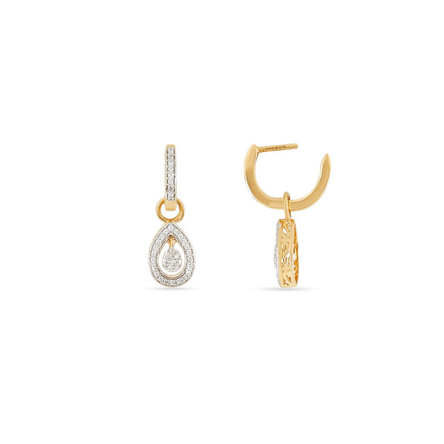 Tanishq 18 KT Teardrop Diamond Huggie Earrings for Women 4
