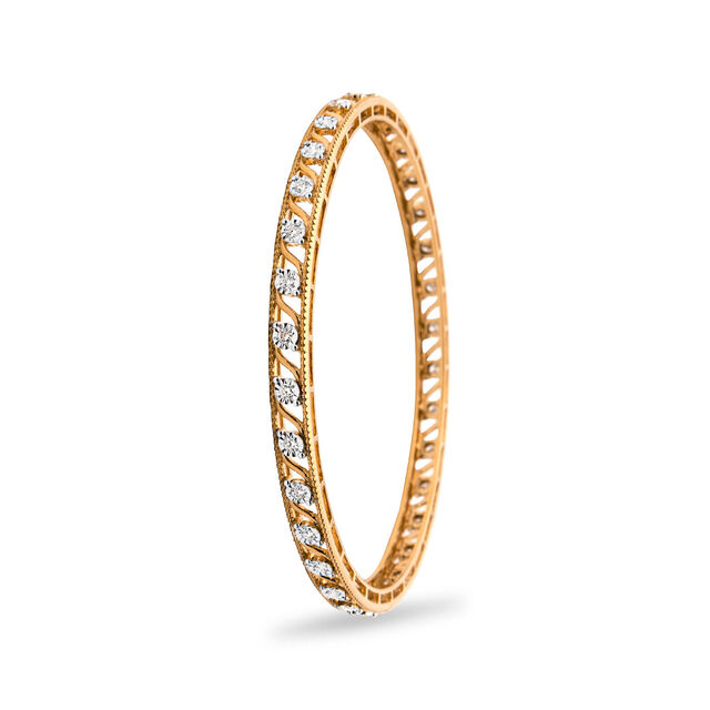 Elegant Heritage Gold and Diamond Bangle,,hi-res 2