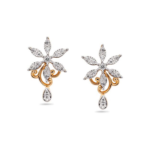 Diamond and Gold Blossom Earrings,,hi-res 