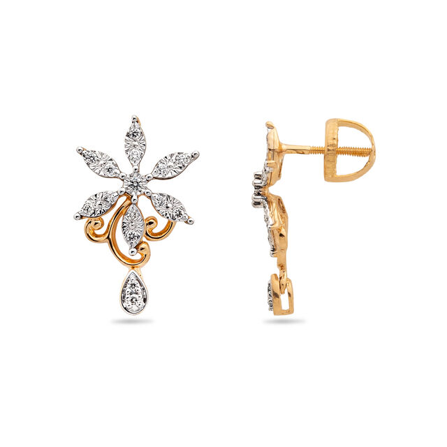Diamond and Gold Blossom Earrings,,hi-res 2