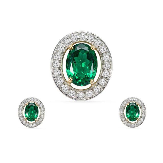 Tanishq 18 KT Emerald Halo Setfor Women 