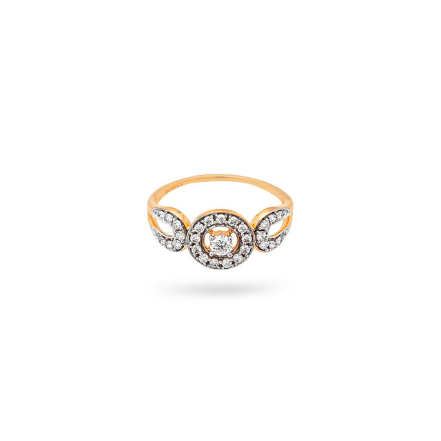 Halo Diamond and Gold Ring,,hi-res 