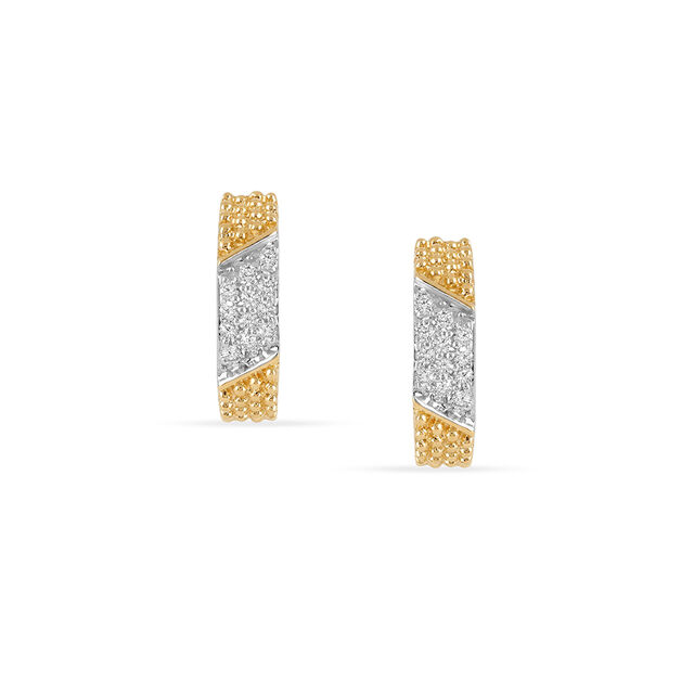 Tanishq 18 KT Textured Diamond Hoops for Women,,hi-res 