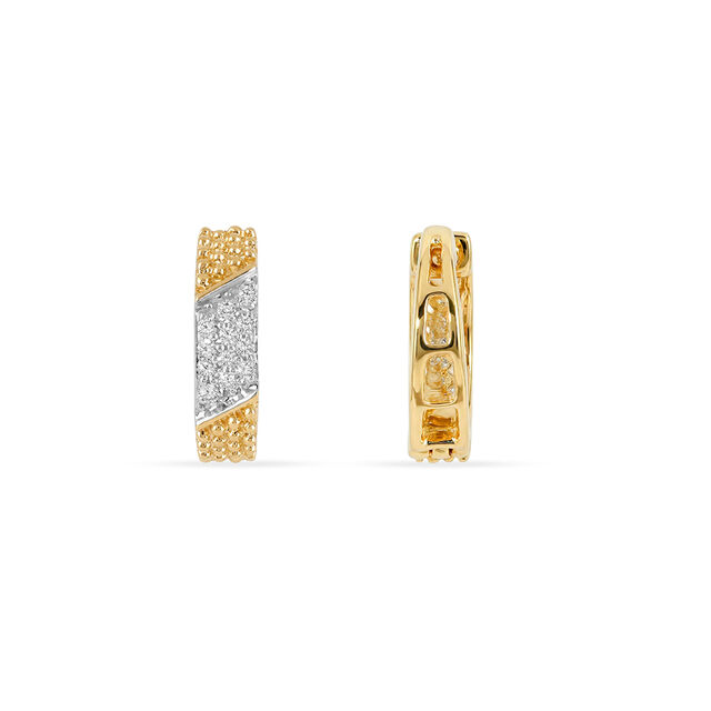Tanishq 18 KT Textured Diamond Hoops for Women 3