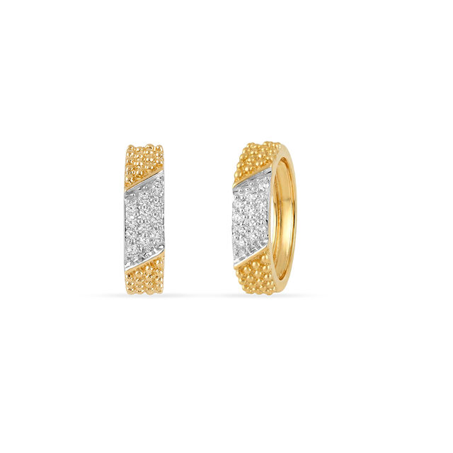 Tanishq 18 KT Textured Diamond Hoops for Women 4