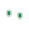 Green Gemstone and Diamond Stud Earrings,,hi-res 