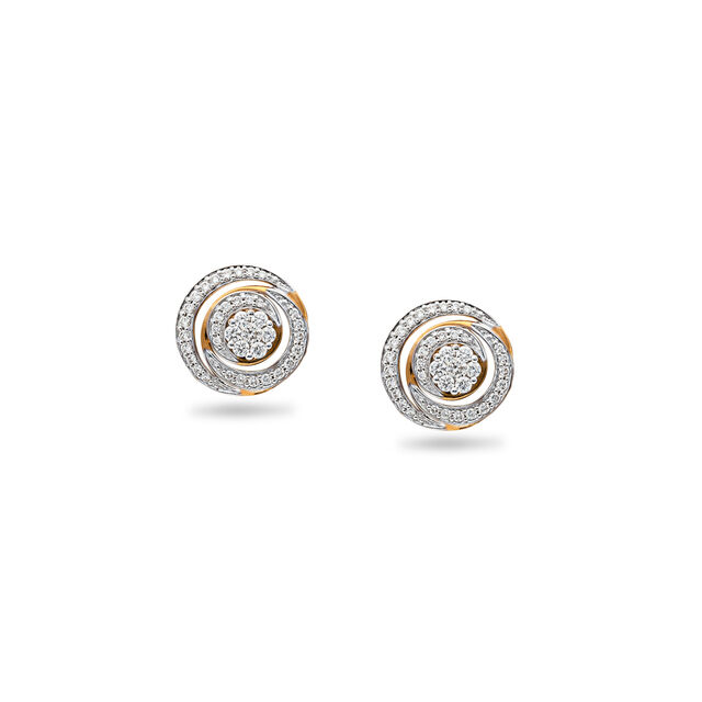 Crescent Inspired Diamond Stud Earrings,,hi-res