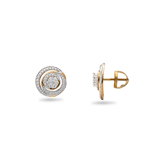 Crescent Inspired Diamond Stud Earrings,,hi-res