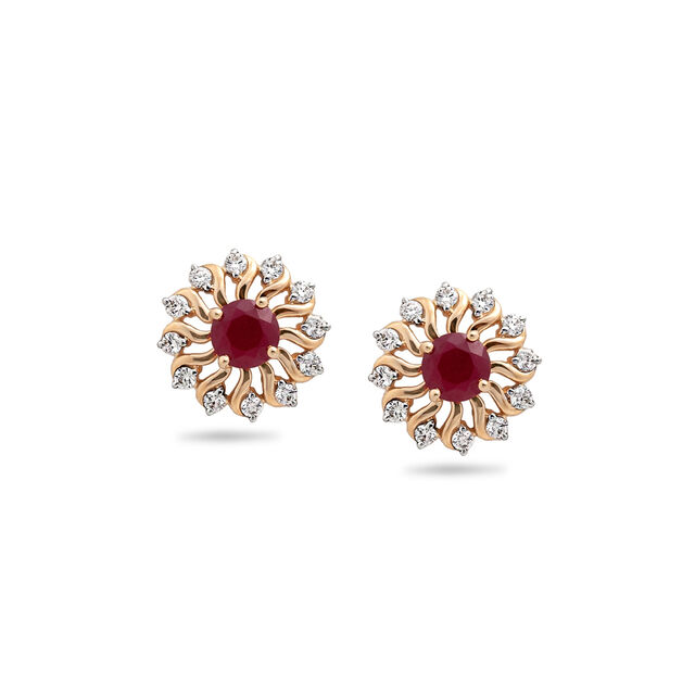 Timeless Traditional Floral Diamond Stud Earrings,,hi-res 