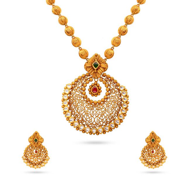 Treasured Kundan Chandbali Necklace Set,,hi-res 