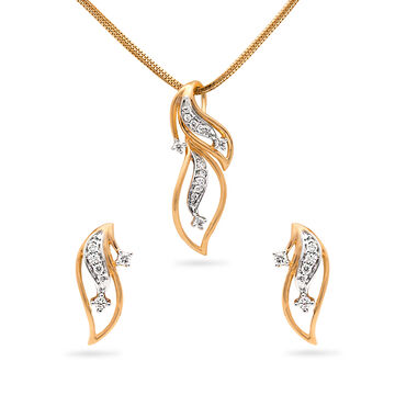 Elegant Gold & Diamond Leaf Pendant