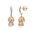 Modern Floral Drop Gold Earrings,,hi-res 2