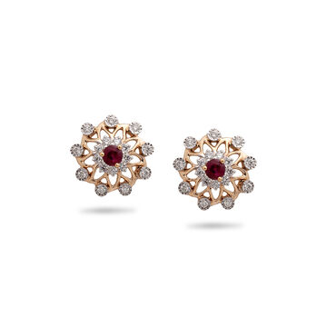 Classic Ruby & Diamond Floral Stud