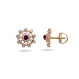 Classic Ruby & Diamond Floral Stud,,hi-res 2