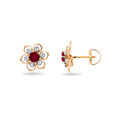 Minimalist Ruby & Diamond Flower Studs,,hi-res 2