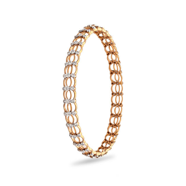 Dainty Looped Diamond & Gold Bangle,,hi-res 2