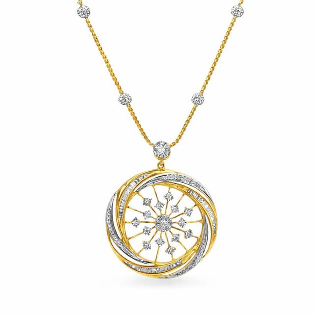 Sunburst Diamond Pendant with Chain 