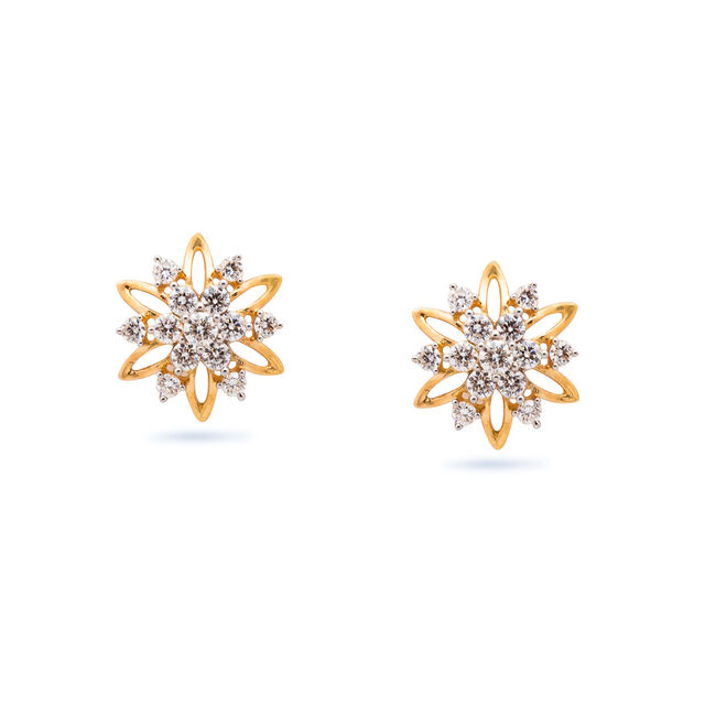 Petite Floral Diamond Stud Earrings,,hi-res 