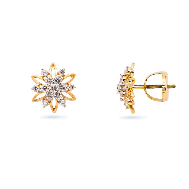 Petite Floral Diamond Stud Earrings,,hi-res 2