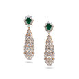 18 Karat Gold Diamond and Emerald Drop Earrings,,hi-res 