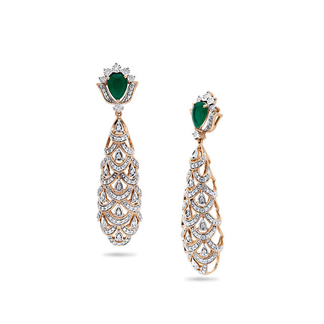18 Karat Gold Diamond and Emerald Drop Earrings,,hi-res 2