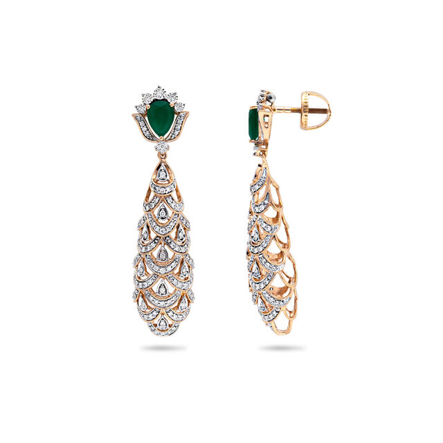 18 Karat Gold Diamond and Emerald Drop Earrings,,hi-res 3