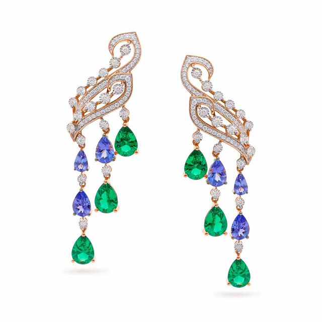 Majestic Peacock Diamond Earrings,,hi-res 