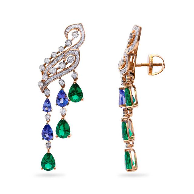 Majestic Peacock Diamond Earrings,,hi-res 2