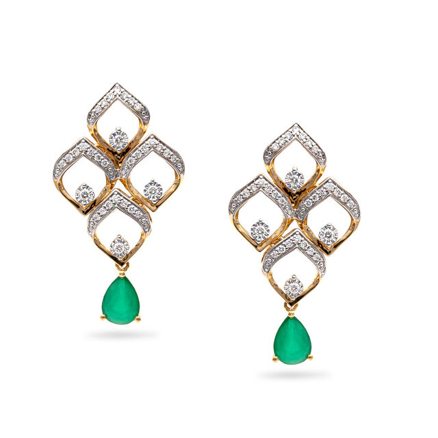 Jeweled Peacock Elegance Diamond Earrings,,hi-res 