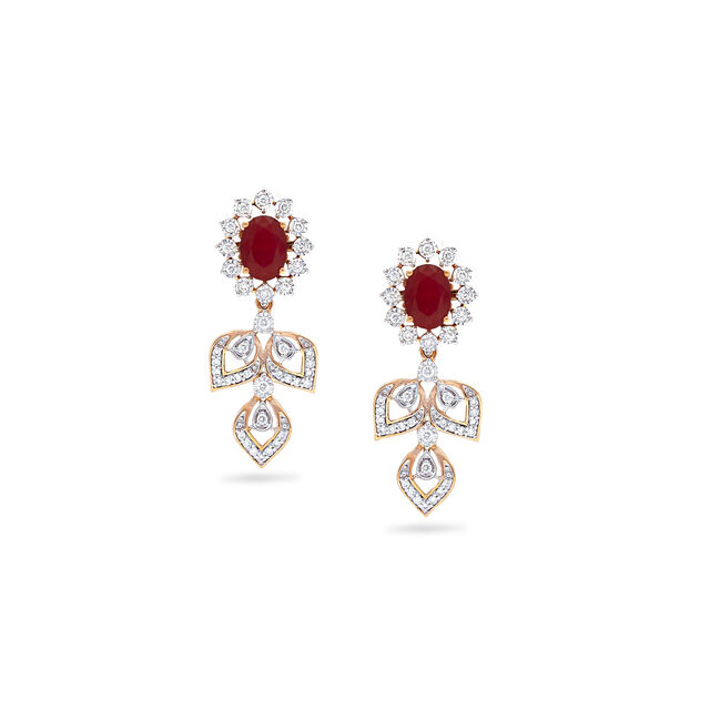 Elegant Modular Diamond Drop Earrings with Stones,,hi-res 