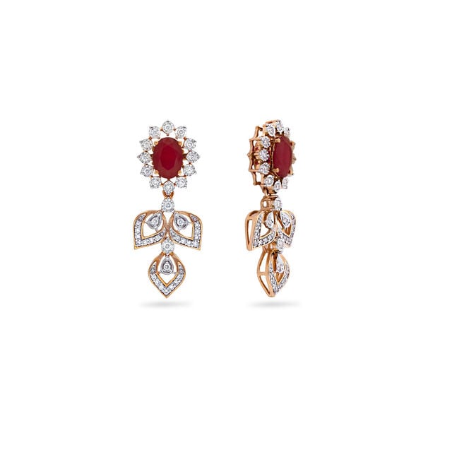 Elegant Modular Diamond Drop Earrings with Stones,,hi-res 2