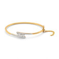 Sleek Gold Bangle with Sparkling Diamonds,,hi-res 