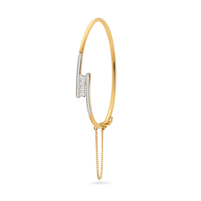 Sleek Gold Bangle with Sparkling Diamonds,,hi-res 2
