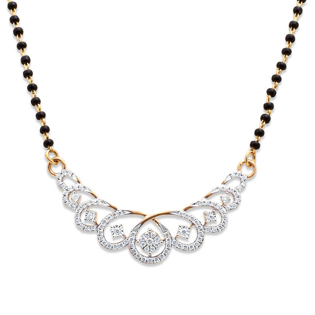 Swirl Motif Gold and Diamond Mangalsutra,,hi-res 