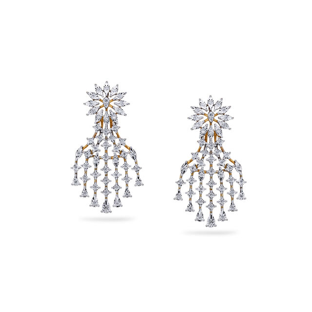 Cascading Diamond Floral Drop Earrings,,hi-res 