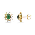 Dual Gemstone Floral Gold Earrings,,hi-res 2