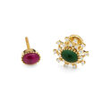 Dual Gemstone Floral Gold Earrings,,hi-res 3