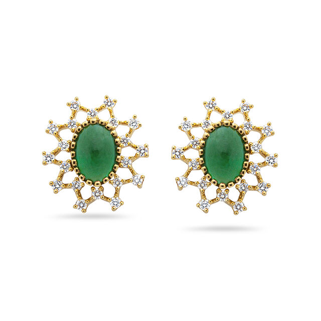 Dual Gemstone Floral Gold Earrings,,hi-res 4