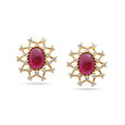 Dual Gemstone Floral Gold Earrings,,hi-res 5