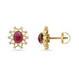 Dual Gemstone Floral Gold Earrings,,hi-res 6