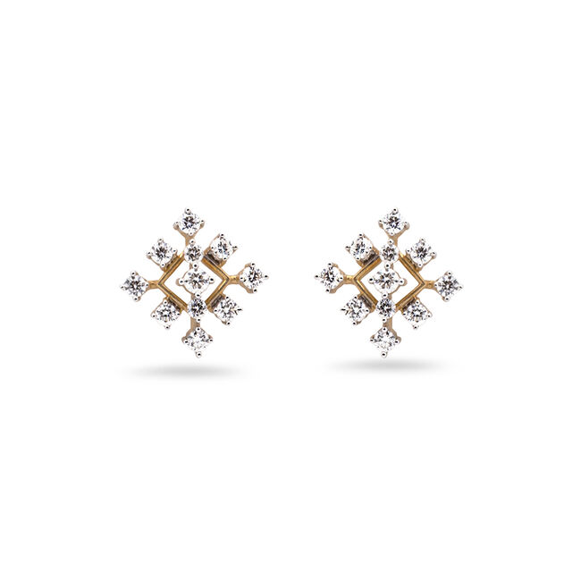 Diamond Grid Square Studs,,hi-res 