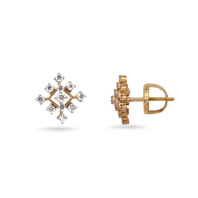 Diamond Grid Square Studs,,hi-res 2