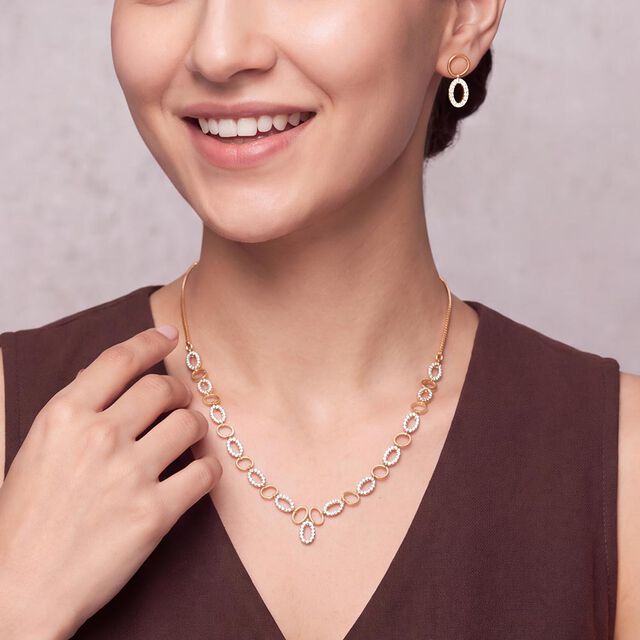 Tanishq 18KT Diamond Necklace Set for Women 3