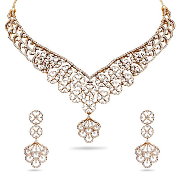 Floral Majesty Diamond Necklace Set,,hi-res 