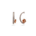 Mia by Tanishq 18KT White and Rose Gold Diamond Hoop Earrings with Floral Design,,hi-res 2