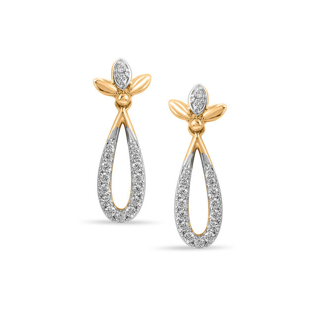 Leaf-Crested Teardrop Earrings 