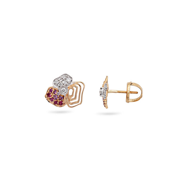 Radiant Petals Gold Studs Earrings,,hi-res 2
